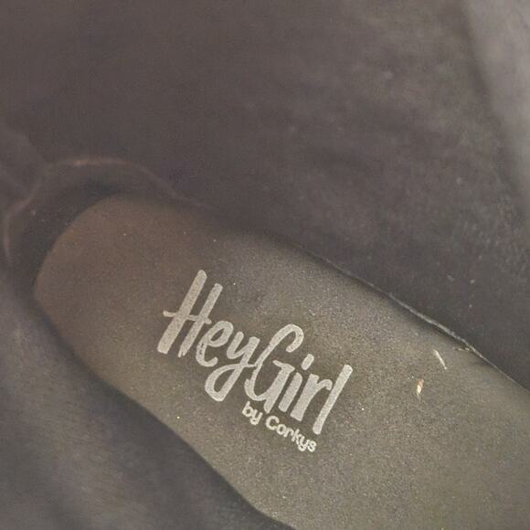 Hey Girl by Corkys Wicked Womens Sz 7 Black Slip On Heel Boots New Wo Box - Picture 8 of 8